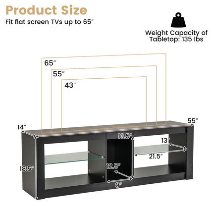 Dreamade 55" LED Light TV Stand - Media Console for TVs up to 65 inches