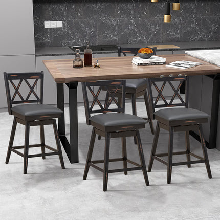 Dreamade Bar Stool with Foot Rest Upholstered Cushion & Ergonomic Backrest