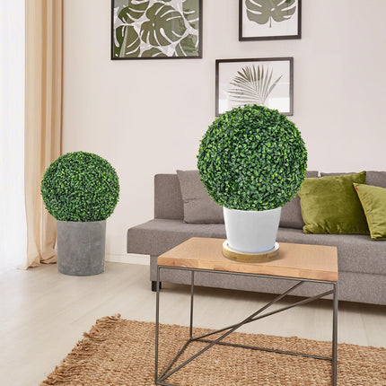 Dreamade 2 PCS 16 Inch Artificial Plant Topiary Ball, Round Faux Boxwood Balls Outdoor, Wedding and Home Décor