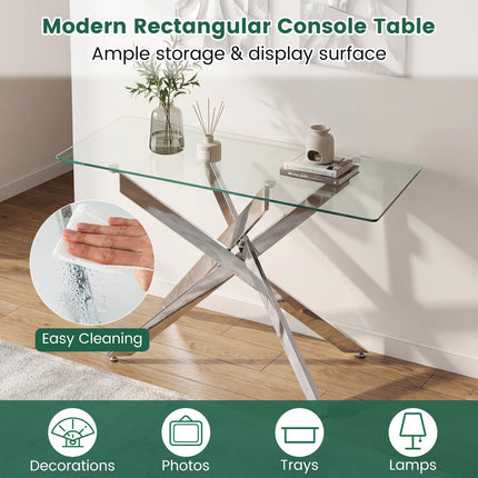 Dreamade Glass Console Table 45" Modern Entryway Table