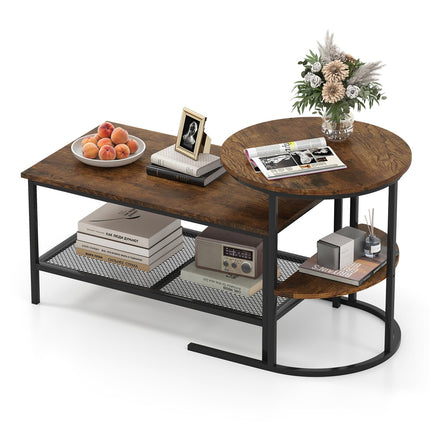 Dreamade Nesting Coffee Table Set of 2 Detachable Rectangular Table