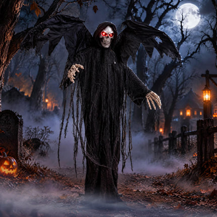 DREAMADE 5.5 FT Halloween Standing Grim Reaper with Red Eyes