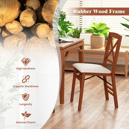 Dreamade Folding Dining Chairs Set of 2/4, Modern Kitchen Chairs w/Padded Seat & Cross Backrest
