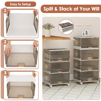 Dreamade 4 Tier Stackable Storage Bins with Lids 18 GalFoldable Shoe Storage Box