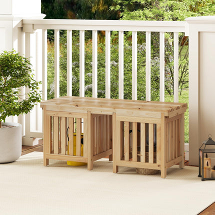 Dreamade 2-in-1 Outdoor Bench with 2 Raised Garden Beds