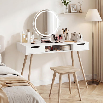 Dreamade 42.5" Minimalist Mid Century Modern Vanity Writing Desk with Open Storage Cubby
