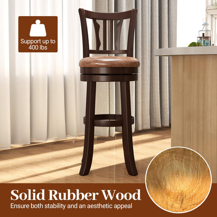 Dreamade 30" Upholstered Bar Height Swivel Bar Stools Set of 2/4 with Back and Solid Rubber Frame