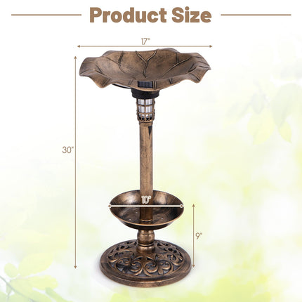 Dreamade Bird Bath for Outside, 30 inch Solar Lighted Bird Bath and Feeder with Flower Planter