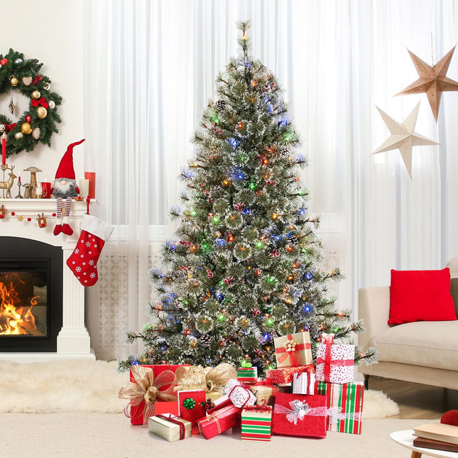 Dreamade 6ft / 7.5ft / 9ft Pre-Lit Artificial Christmas Tree with 360° Quick Power Connector