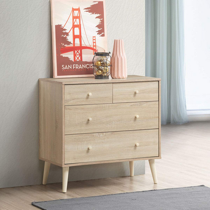 Dreamade 4-Drawer Dresser, Free-Standing Chest Wood Legs and Sliding Rail