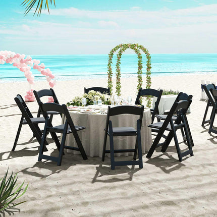 Dreamade Folding Chairs Portable Resin Event Chairs with Padded Seat