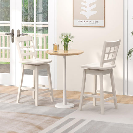 Dreamade Bar Stools, Farmhouse Swivel Barstools with 6-Grid Hollow Back & Ergonomic Contoured Seat