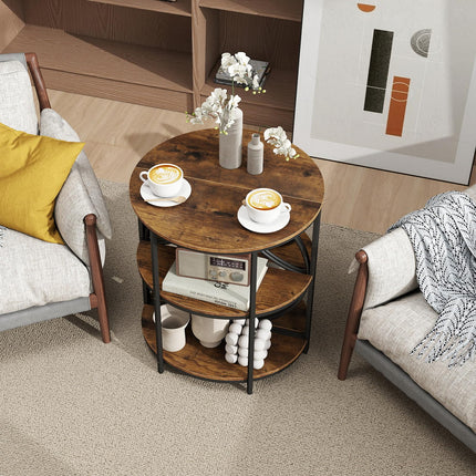 Dreamade Half Round End Table 3-Tier Narrow Side Table(1/2)