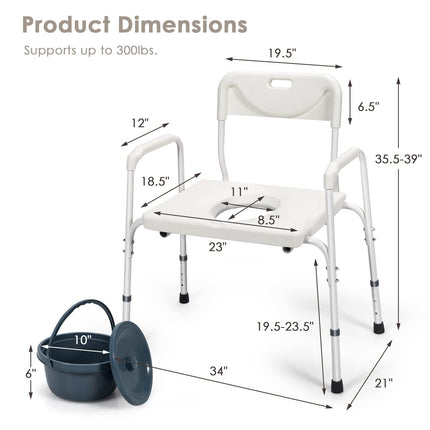 Dreamade 3-in-1 Bedside Commode Chair