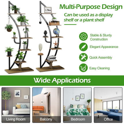 Dreamade 6 Tier Metal Plant Stand Indoor, 61" Half Moon Plant Shelf