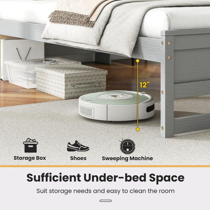Dreamade Twin Bed Frames with Storage Headboard, Wood Platform Bed with Charging Station & LED Light