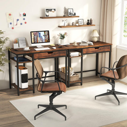 Dreamade Computer Desk with Drawers and Power Outlets