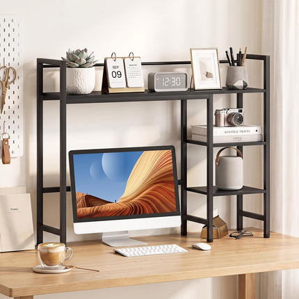 Dreamade 4-Tier Desktop Bookshelf | 38.5" Dorm Desk Hutch for 27" Monitor