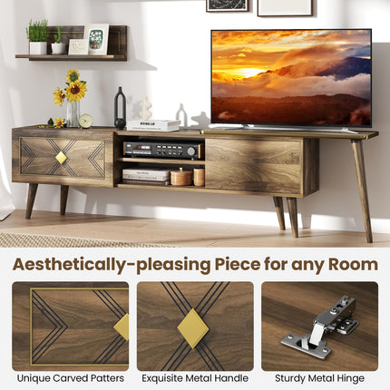 Dreamade 85 Inch TV Stand and 2 Floating Shelves Set