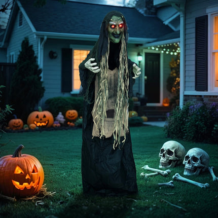 DREAMADE 5.3 FT Standing Halloween Witch w/ Creepy Sounds