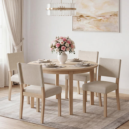 Dreamade Set of 2/4 Upholstered Dining Chairs with Linen Fabric Seat
