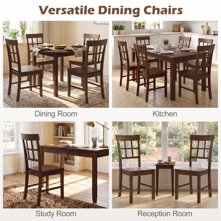 Dreamade Armless Wooden Dining Chairs Set of 2/4 with Solid Rubber Wood Frame
