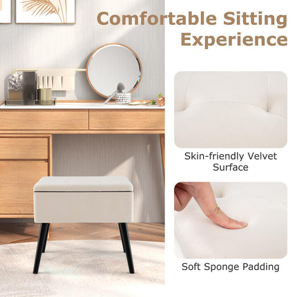 Dreamade 20" Ottoman with Storage - Set of 1/2 Makeup Vanity Bench with Flip Top Storage