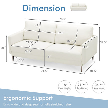 Dreamade Sofa Couch, for Bedroom, Reception Rooms, Chair & Loveseat(Grey & White)