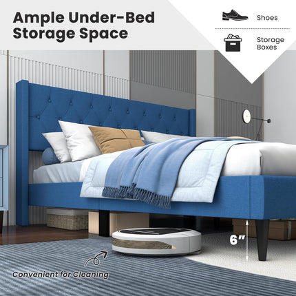Dreamade Queen/Twin Size Platform Bed Frame with Wingback