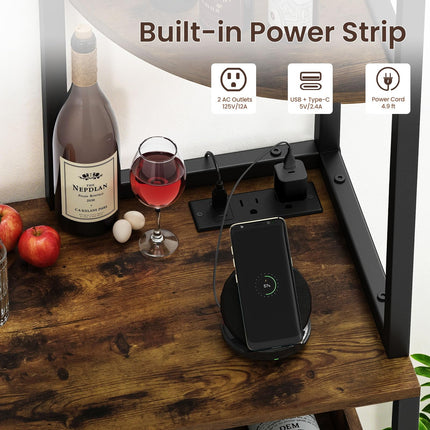 Dreamade Corner Bar Cabinet w/Power Outlets