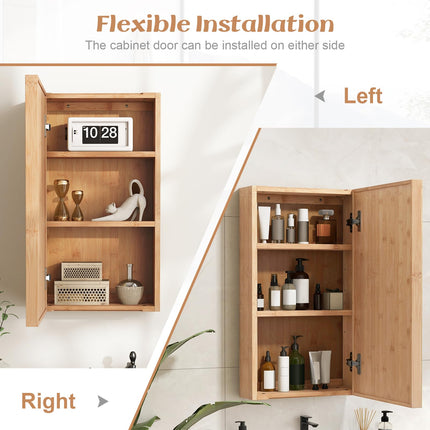 Dreamade Medicine Cabinet Mirror, Bathroom Wall Cabinet with Reversible Single Door, 2 Adjustable Shelves