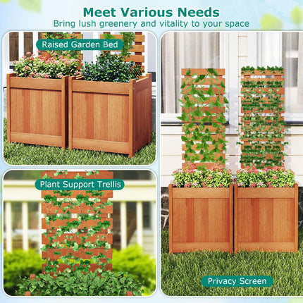 Dreamade Outdoor Wooden Raised Garden Bed with Trellis