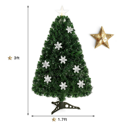 Artificial Pre-Lit Christmas Tree Fiber Optic Tree with Metal Stand, Xmas Tree for Holiday Decor - DreamadeUS