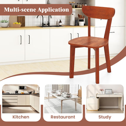 Dreamade Wooden Dining Chairs, Kitchen Chairs w/Curved Backrest & Solid Rubber Wood Frame