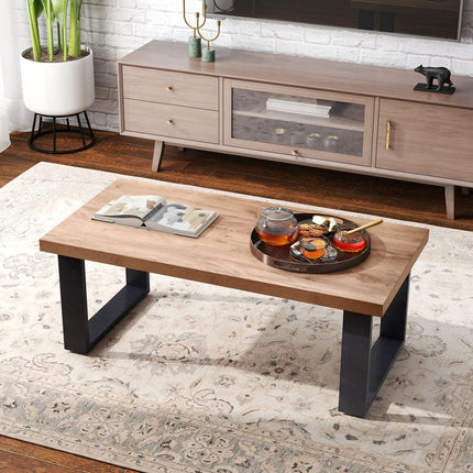 Dreamade Rustic Coffee Table 47 Inch Industrial Wood Center Table with 1.8" Tabletop