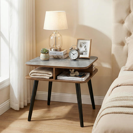 Dreamade 2-Tier Faux Marble End Table Set of 1/2