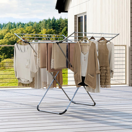 Dreamade Folding Clothes Drying Rack Freestanding Aluminum Laundry Drying Rack
