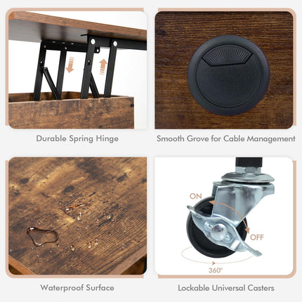 Dreamade End Table with Charging Station - Lift Top Narrow Side Table (1/2)