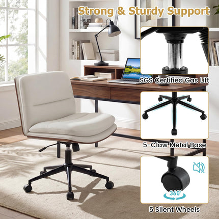 Dreamade Armless Office Chair with Wheels for Home Office & Bedroom