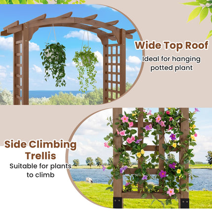 Dreamade 7.5FT Wood Garden Arbor Trellis for Climbing Plants