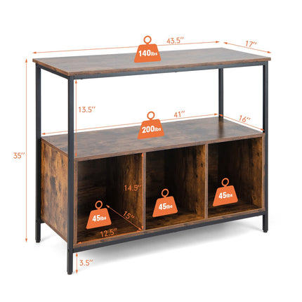 Dreamade Buffet Sideboard, Wooden Cupboard, Kitchen Pantry w/Spacious Countertop, Large Open Shelf, 3 Cube Storage Cabinet
