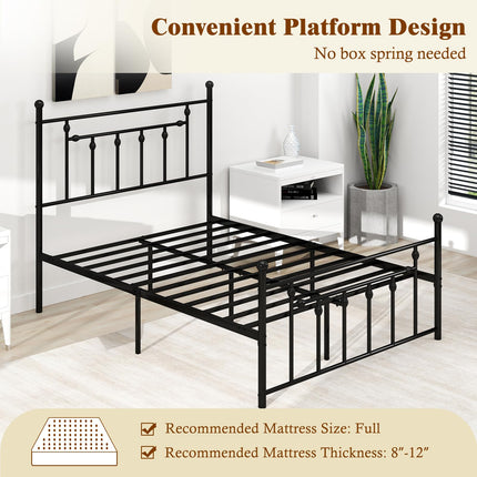 Dreamade Twin Bed Frames with Headboard and Footboard, Victorian Style Twin Platform Bed