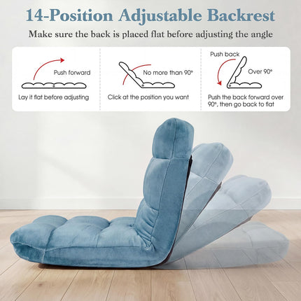 Dreamade Folding Floor Chair with Back Support & 14 Adjustable Position