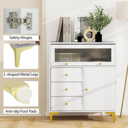 Dreamade 3-Drawer Modern Storage Cabinet with 2 Doors
