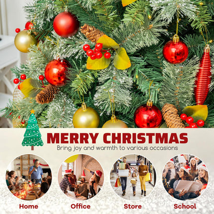 Dreamade 5ft Pre-Lit Artificial Christmas Tree, Hinged Xmas Tree with 453 PVC & Pine Needles