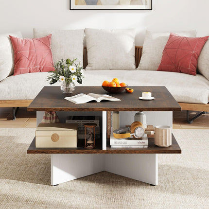 Dreamade Mid Century Modern Center Table with 4 Storage Compartments