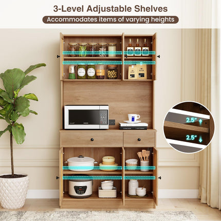 Dreamade Kitchen Hutch, 71" Tall Boho Pantry Cabinet