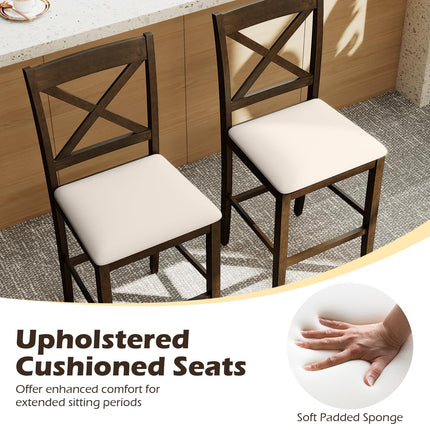 Dreamade 24" Farmhouse Bar Stools | Cross Back Counter Height Chairs with Padded Linen Upholstered Seat (2/4)