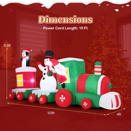 Dreamade 11.5 Ft Christmas Inflatable Train with Santa Snowman Penguin