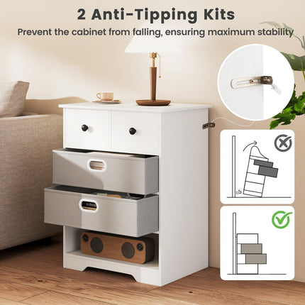Dreamade Nightstand with 4 Storage Drawers